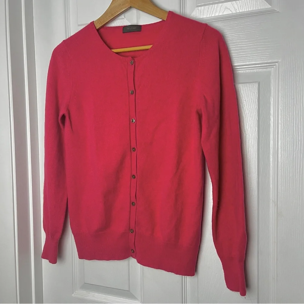 100% Cashmere Raspberry Pink/Red Button-Up Cardigan•size medium - Picture 3 of 12